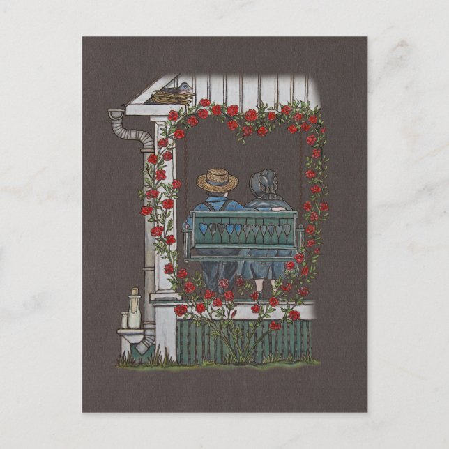 Amish Couple On Porch Swing Postcard (Front)