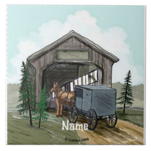 Amish Covered Bridge Ceramic Tile