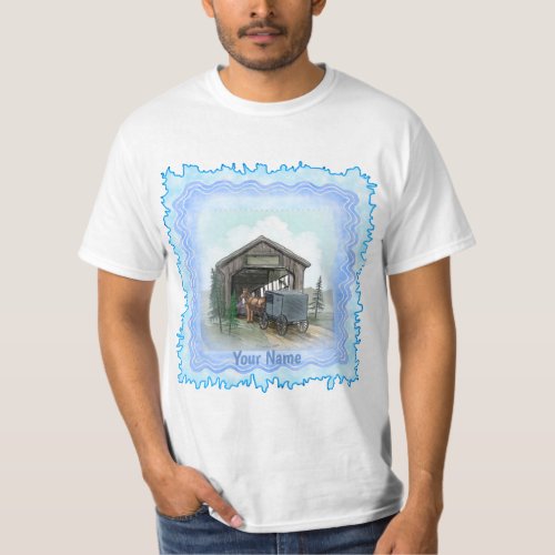 Amish Covered Bridge custom name t_shirt 