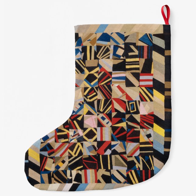 Amish crazy quilt   large christmas stocking (Back)