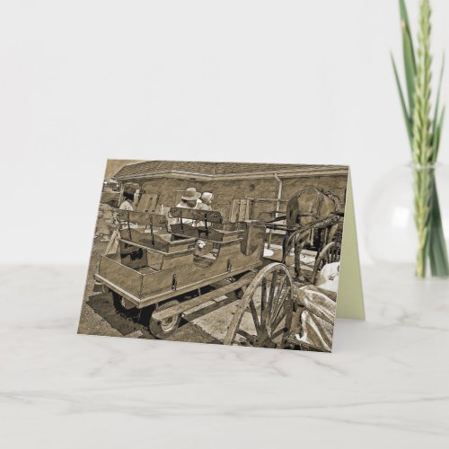 Amish Family At Horse Cart Greeting Card