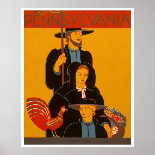 Amish Family Lancaster 1937 WPA Poster