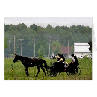 Amish Family Ride-Watercolor