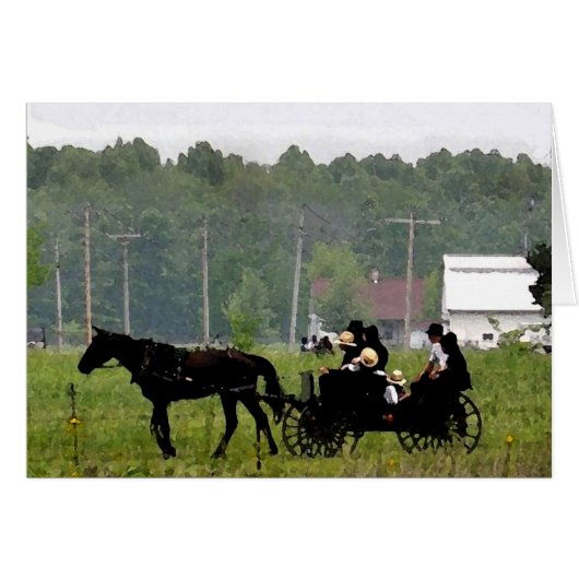 Amish Family Ride-Watercolor Cards (Front Horizontal)