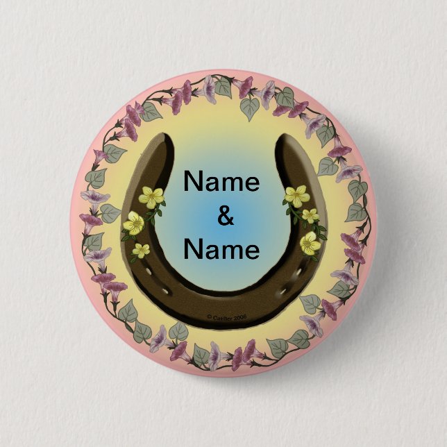 Amish Flower Horseshoe  Button (Front)