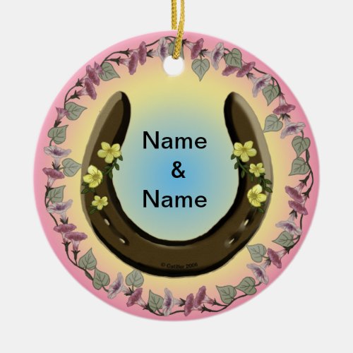 Amish Flower Horseshoe custom name ornament