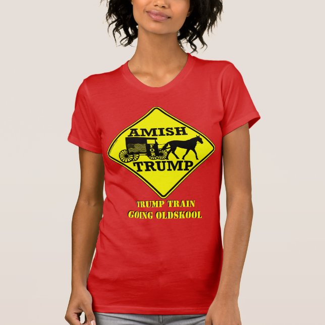 Amish For Trump Political Buggy Going Oldskool T-Shirt (Front)
