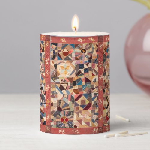 Amish friendship quilt  pillar candle