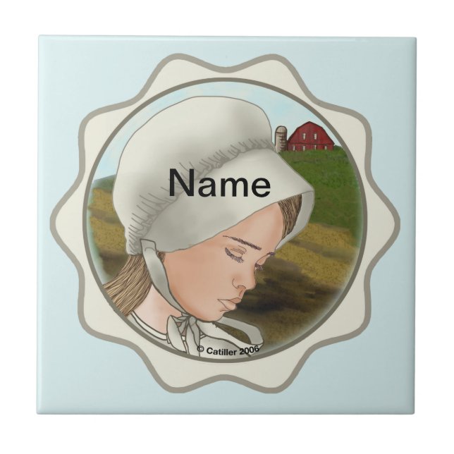 Amish Girl Bonnet  Ceramic Tile (Front)