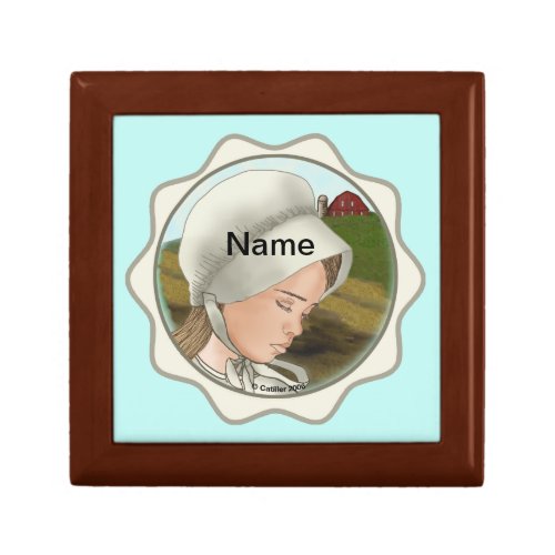 Amish Girl Bonnet custom name  Gift Box