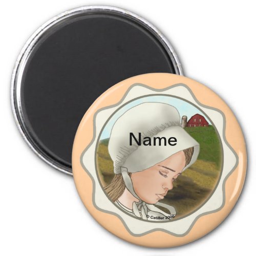 Amish Girl Bonnet  custom name Magnet