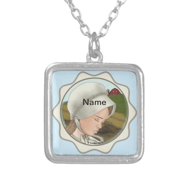 Amish Girl Bonnet necklace (Front)