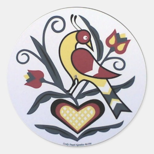 Amish Hex Lovebird Classic Round Sticker