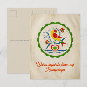 Amish - Hex Sign Distelfink Tulips Hearts Waves 1 Postcard