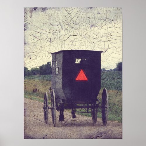 Amish Horse and Buggy Crackle Effect Poster
