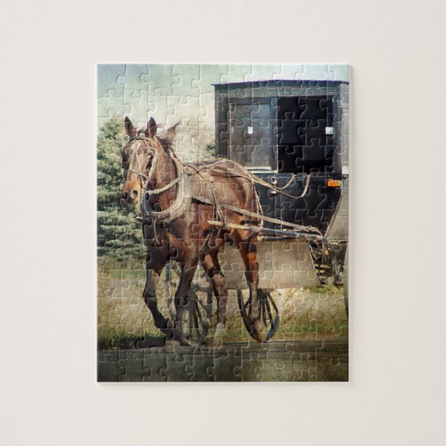 Amish Horse and Buggy Jigsaw Puzzle (Vertical)