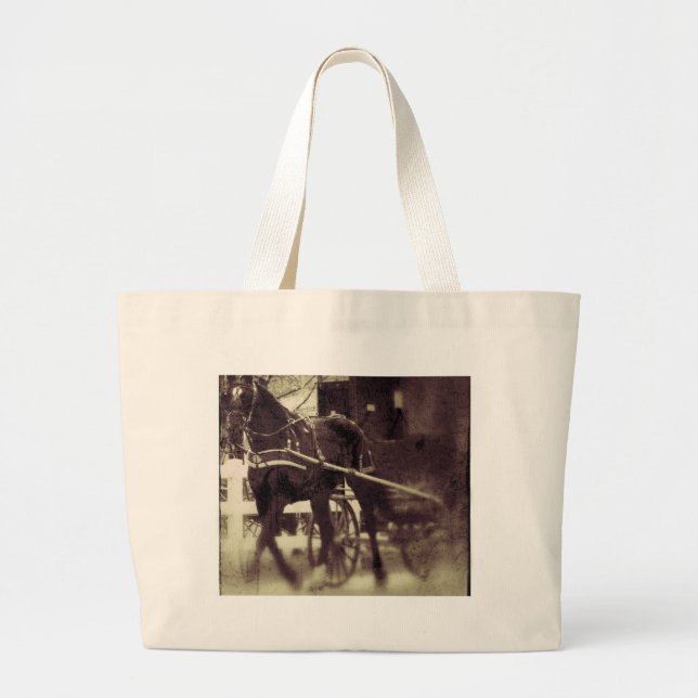 Amish Horse And Buggy Large Tote Bag (Front)