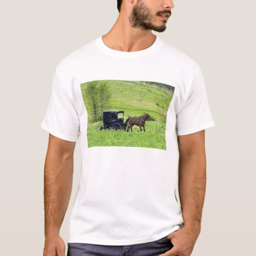 Amish horse and buggy near Berlin Ohio T_Shirt