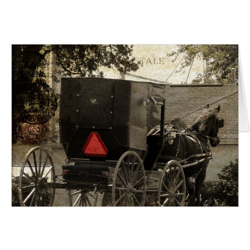 Amish Horse and Buggy Sepia Postcard Digital Art