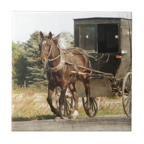 Amish Horse and Buggy Tile