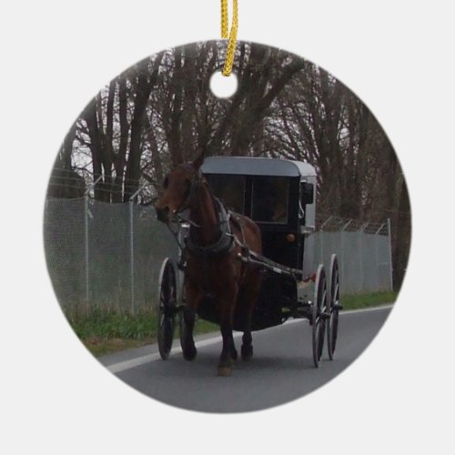 Amish Horse  Buggy Ornament