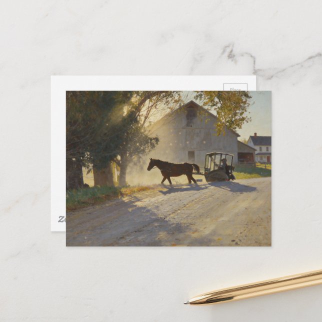 Amish Horse Painting Postcard (Front/Back In Situ)