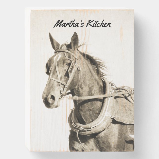 Amish Horse Your Kitchen Wooden Box Sign (Front Vertical)