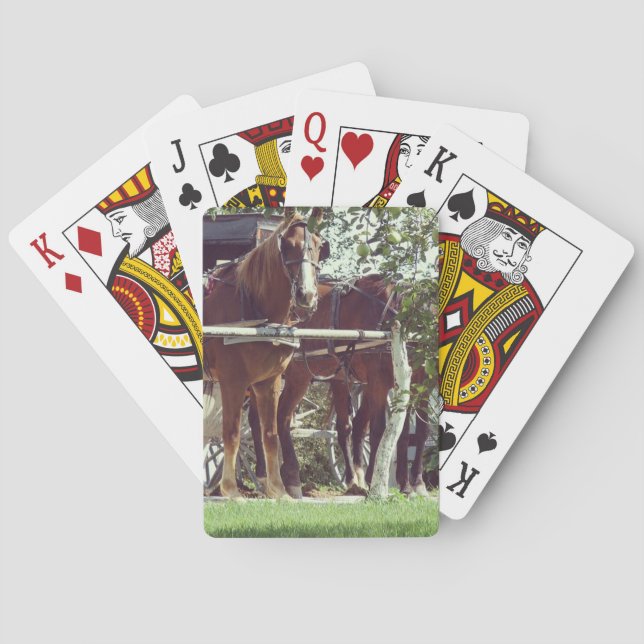 Amish Horses at the Hitching Post Around Apples Poker Cards (Back)