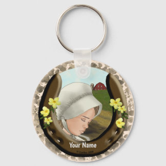 Amish Horseshoe Girl  Keychain