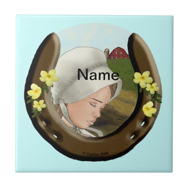 Amish Horseshoe Girl tile (Front)