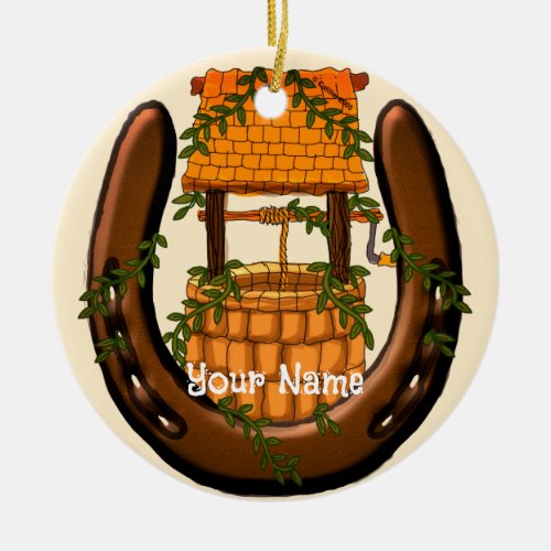 Amish Horseshoe Wishing Well custom name ornament
