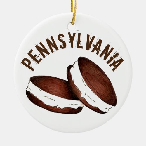 Amish Pennsylvania PA Dutch Foods Whoopie Pie Ceramic Ornament