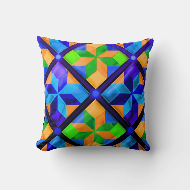 Amish Pinwheels on Steroids v2 Throw Pillow (Front)