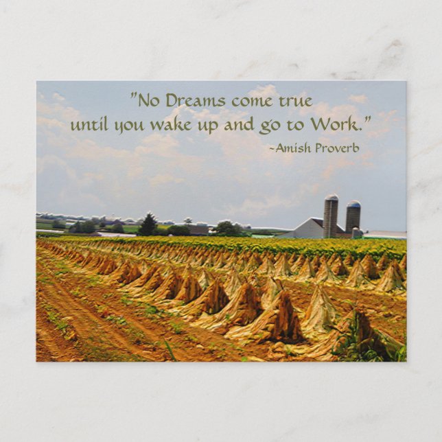 Amish Postcard. Proverb. Dreams. Work Postcard 2 (Front)