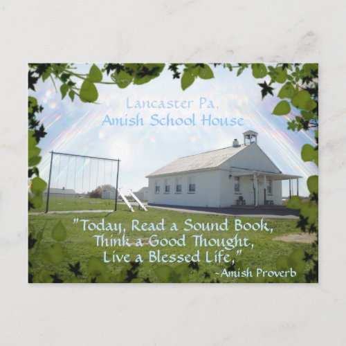 Amish  PostcardSchool House ADD YOUR TEXT Postcard