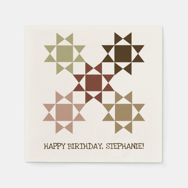 Amish Quilt Blocks Personalized Quilting Themed Napkins (Front)