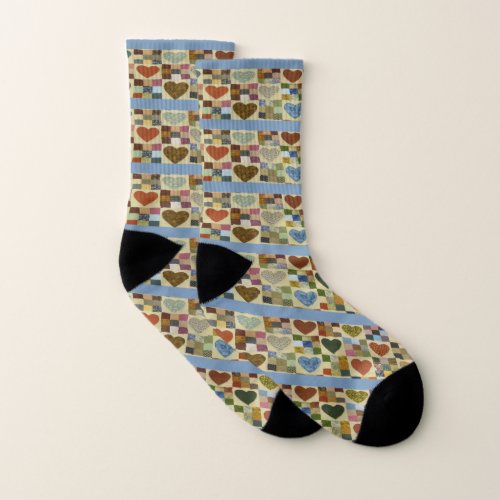 Amish quilt Hearts Socks