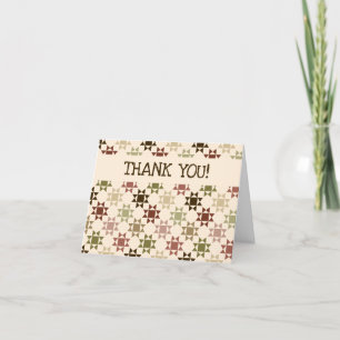 Amish Quilt Patterned Custom Message Letterpress Thank You Card