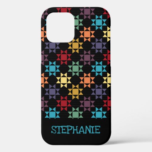 Amish Quilt Print Bright Colors Personalized iPhone 12 Pro Case