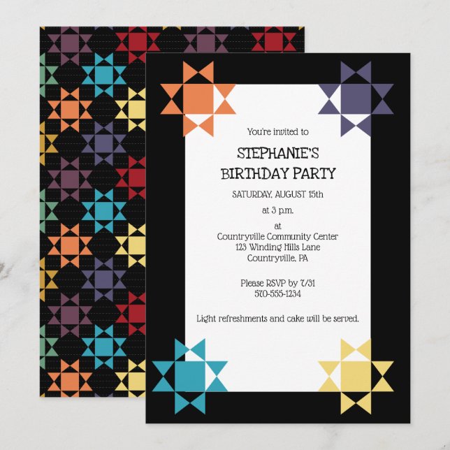 Amish Quilt Print Quilting Themed Custom Party Invitation (Front/Back)