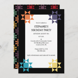 Amish Quilt Print Quilting Themed Custom Party Invitation