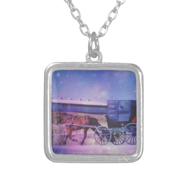 Amish Space Silver Plated Necklace (Front)