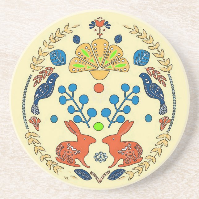 Amish Style Rabbit Drink Coaster (Front)