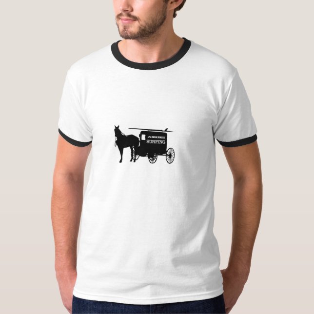 Amish Surfing and Skiing T-Shirt (Front)