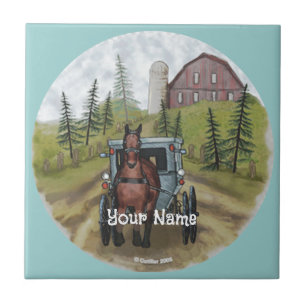 Amish Town Day  Ceramic Tile