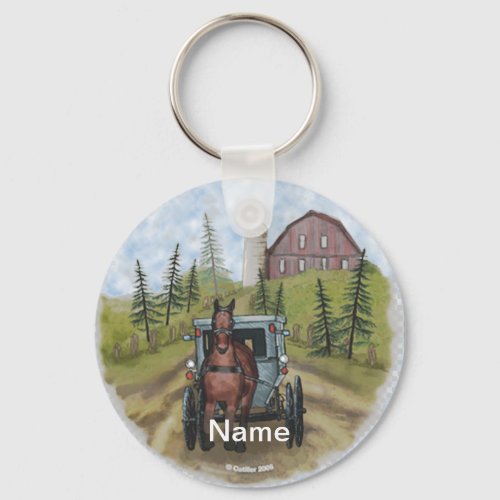 Amish Town Day custom name keychain