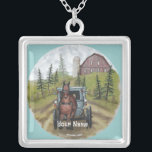 Amish Town Day necklace<br><div class="desc">Amish Buggy Town Day necklace, t-shirts and gifts by ArtMuvz Illustration. Matching Amish Buggy t-shirt for birthday and christmas gift. Amish horse and buggy t-shirt, gifts, apparel. To personalize add your name or add text instead. Customize this amish necklace to make it uniquely yours or to give as a personalized...</div>