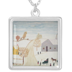 Amish Village Silver Plated Necklace
