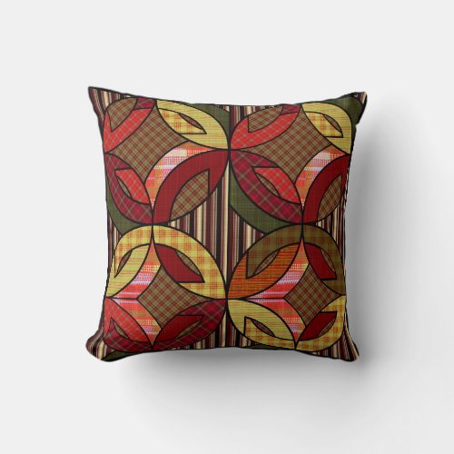 Amish Wedding Ring Quilt Pattern in Fall Colors SP Throw Pillow