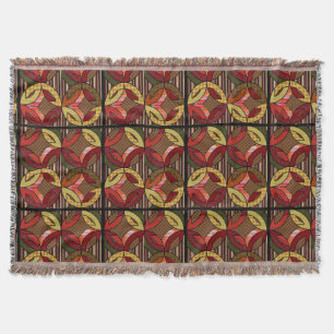 Amish Wedding Ring Quilt Pattern in Fall Colors Throw Blanket